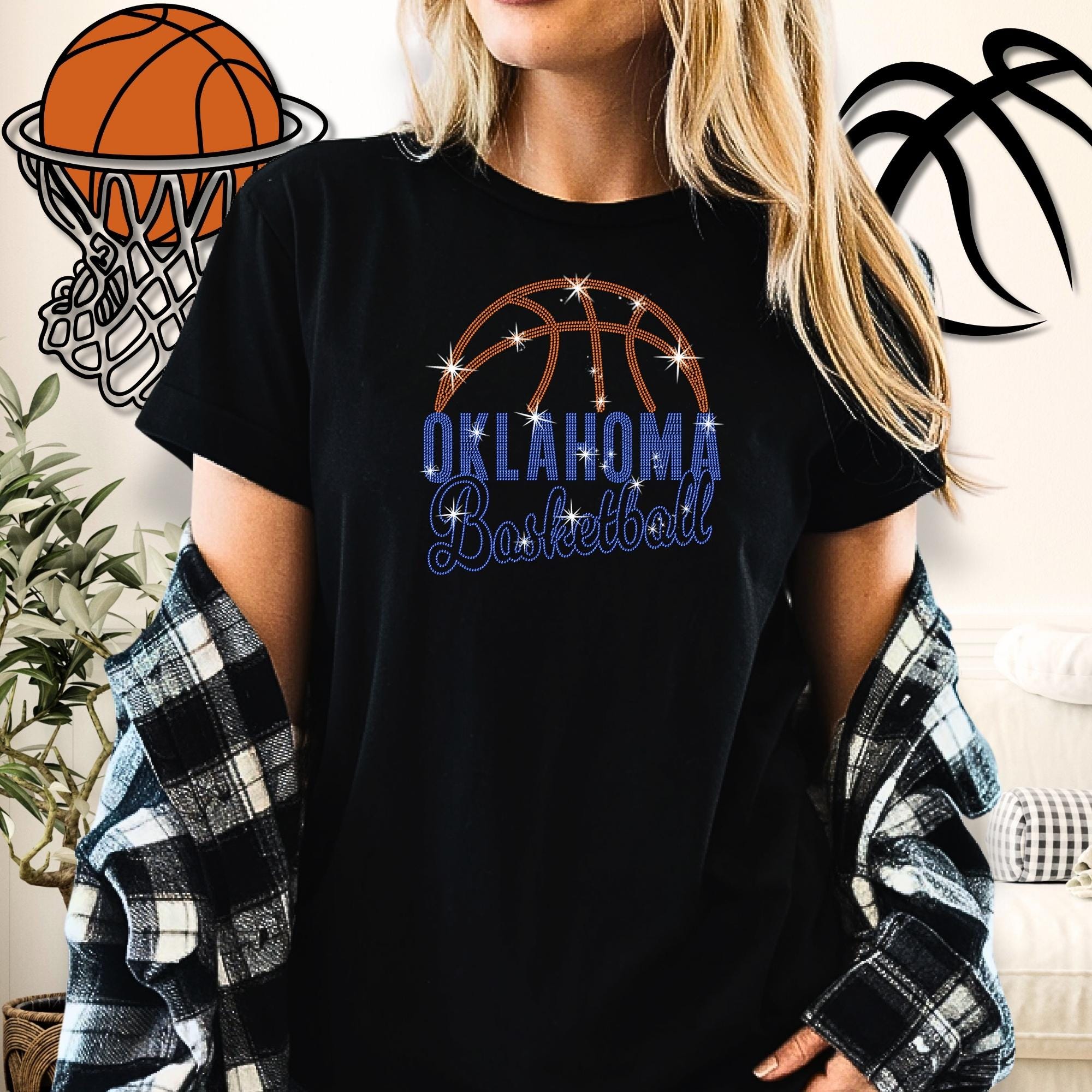 Oklahoma Basketball Rhinestone T-Shirt: Trendy Basketball Team Sparkly Shirt Main image