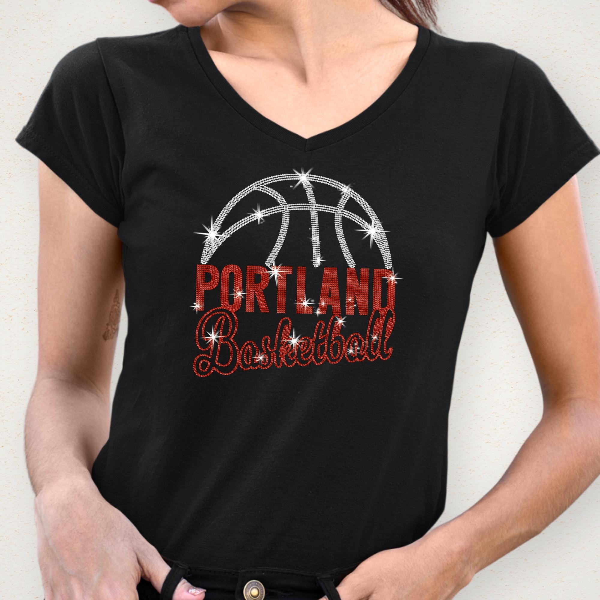 Portland Basketball Rhinestone Shirt: Basketball Lover Fans Sparkly Tee