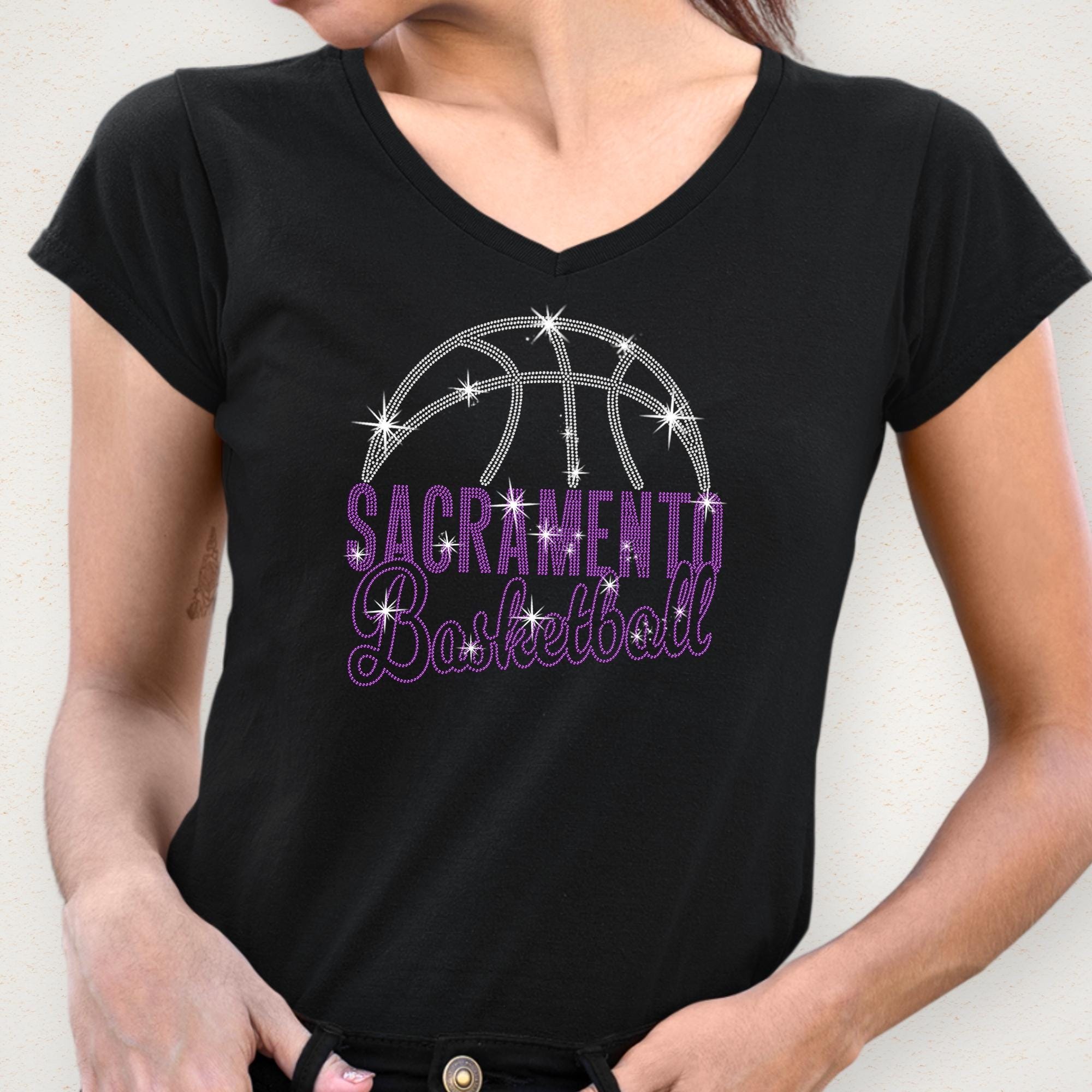 Sacramento Basketball Rhinestone Shirt: Retro Basketball Game Day Bling Outfit