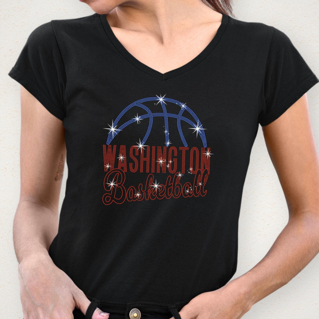Washington Basketball Rhinestone Shirt: Sparkly Basketball Lovers Outfit
