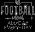 Football Mom All Day Every Day Rhinestone Shirt: Football Mama Game Day Tee For Birthday