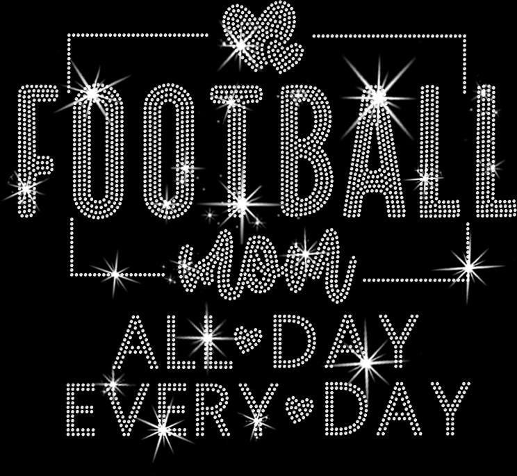 Football Mom All Day Every Day Rhinestone Shirt: Football Mama Game Day Tee For Birthday