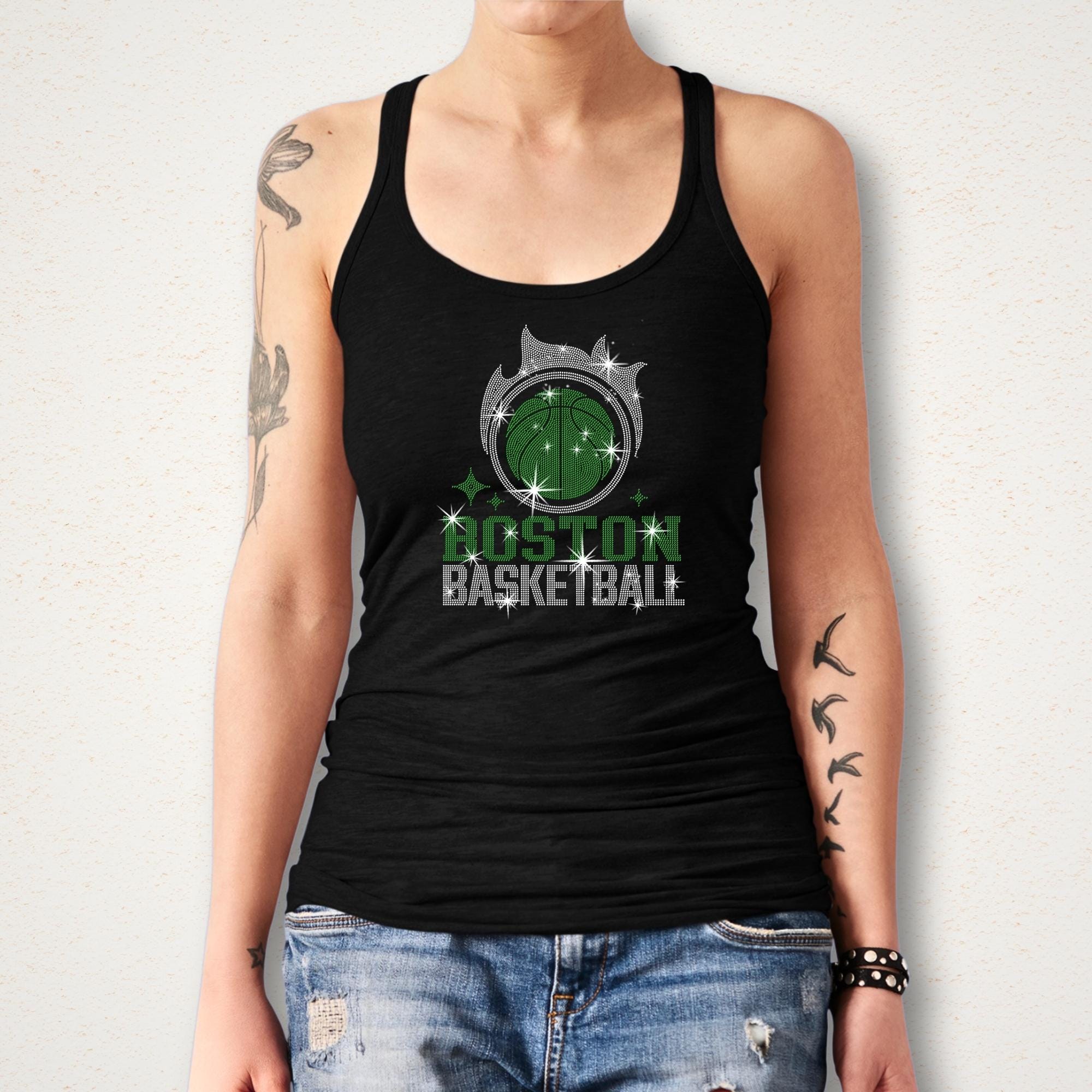 Boston Basketball Team Rhinestone Shirt: Ultimate Boston Fan Dazzling Sparkle Tee