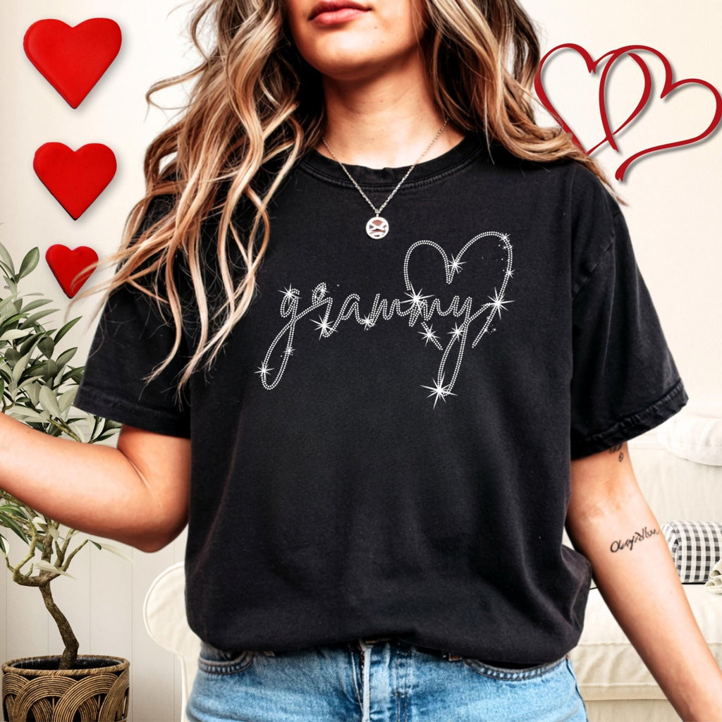 Grammy Heart Rhinestone Shirt: Cute Grandma Bling Tee