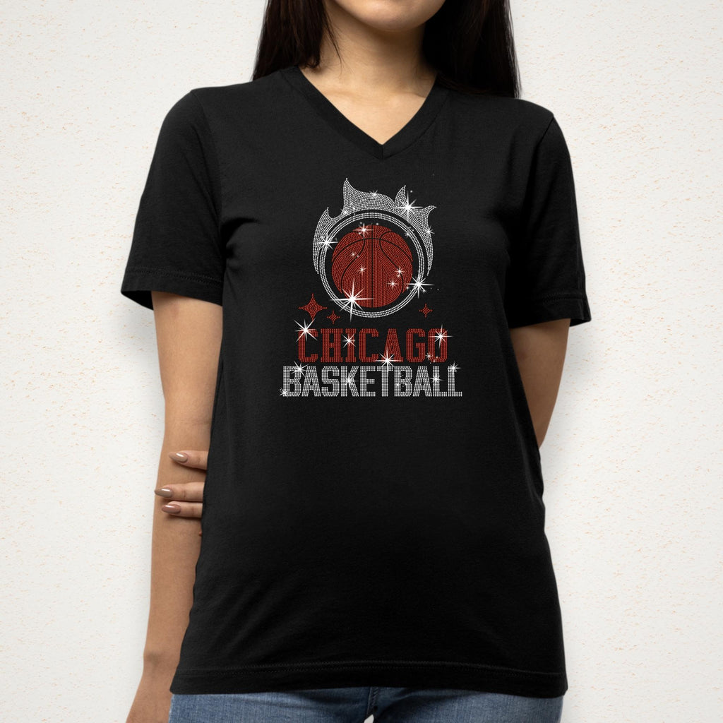 Chicago Basketball Team Rhinestone Shirt: Sparkly Basketball Game Day Tee