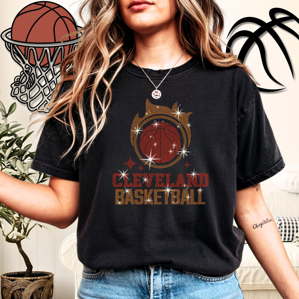Cleveland Basketball Team Rhinestone Shirt: Women’s Game Day Bling Shirt
