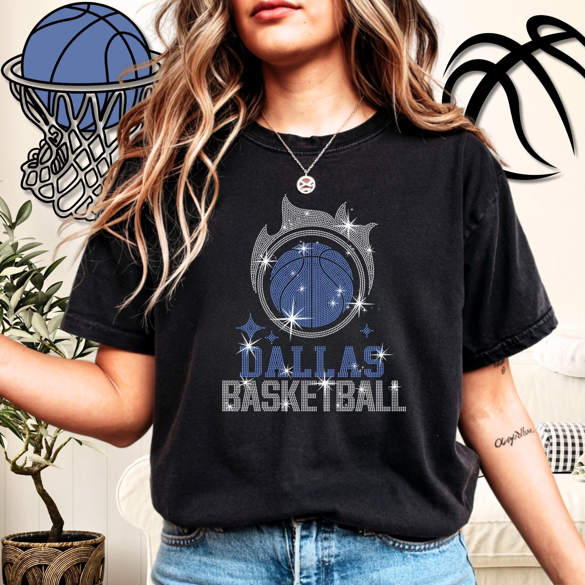 Dallas Basketball Team Rhinestone Shirt: Sparkly Women's Basketball Tee