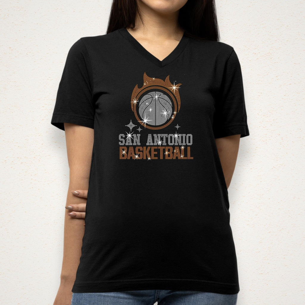 San Antonio Basketball Team Rhinestone Shirt: Basketball Lovers Dazzling Hoodie