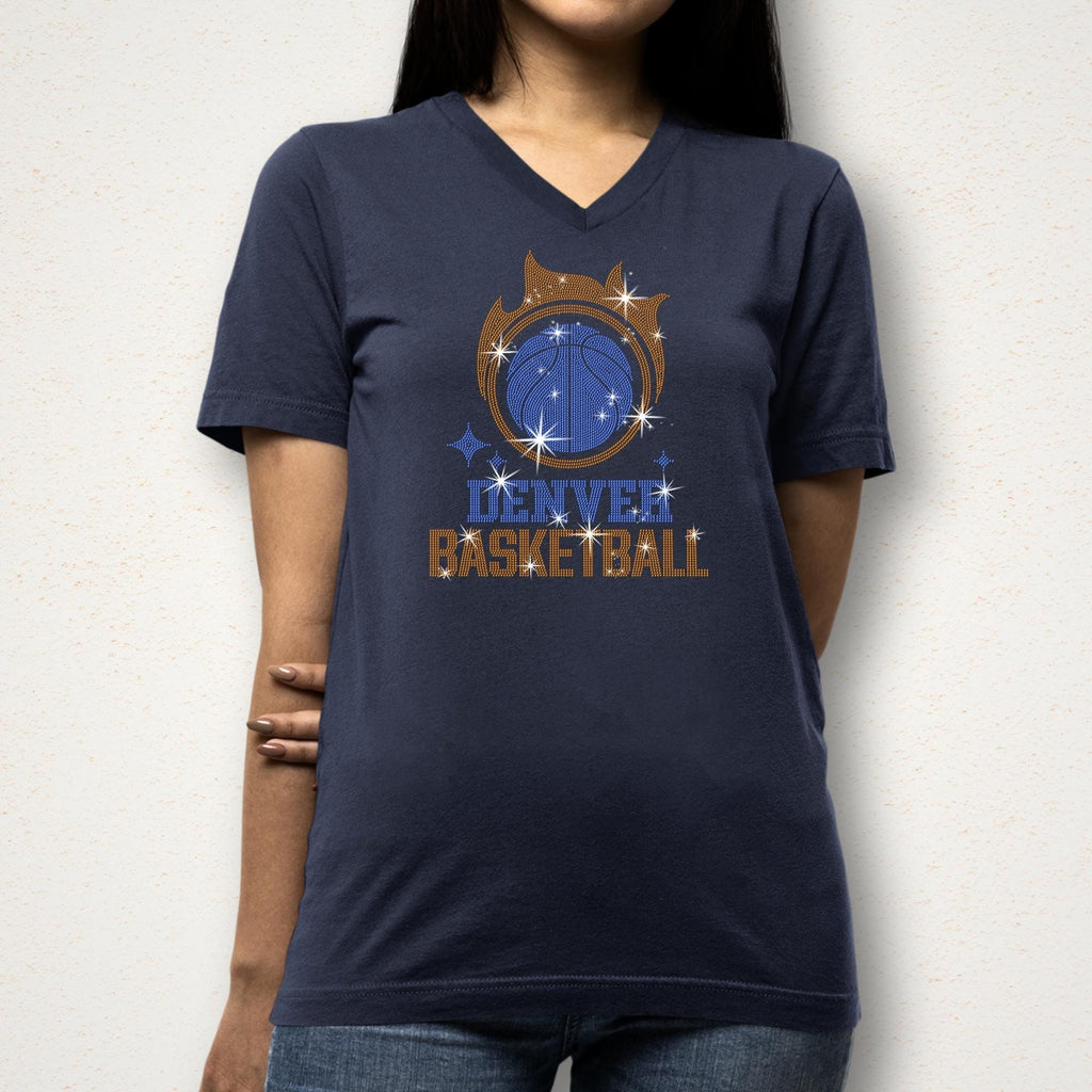 Denver Basketball Team Rhinestone Shirt: Sparkly Game Day Tee