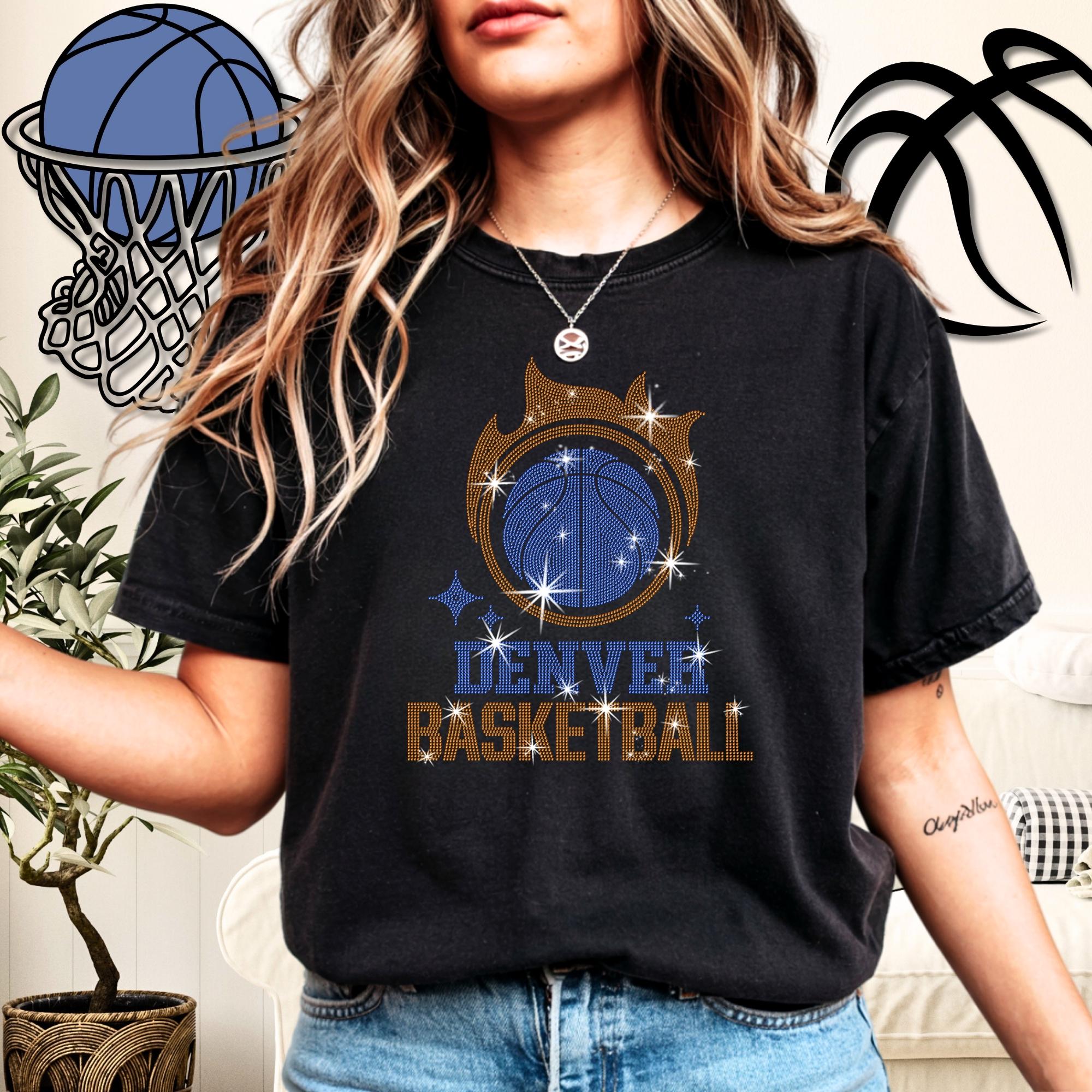 Denver Basketball Team Rhinestone Shirt: Sparkly Game Day Tee