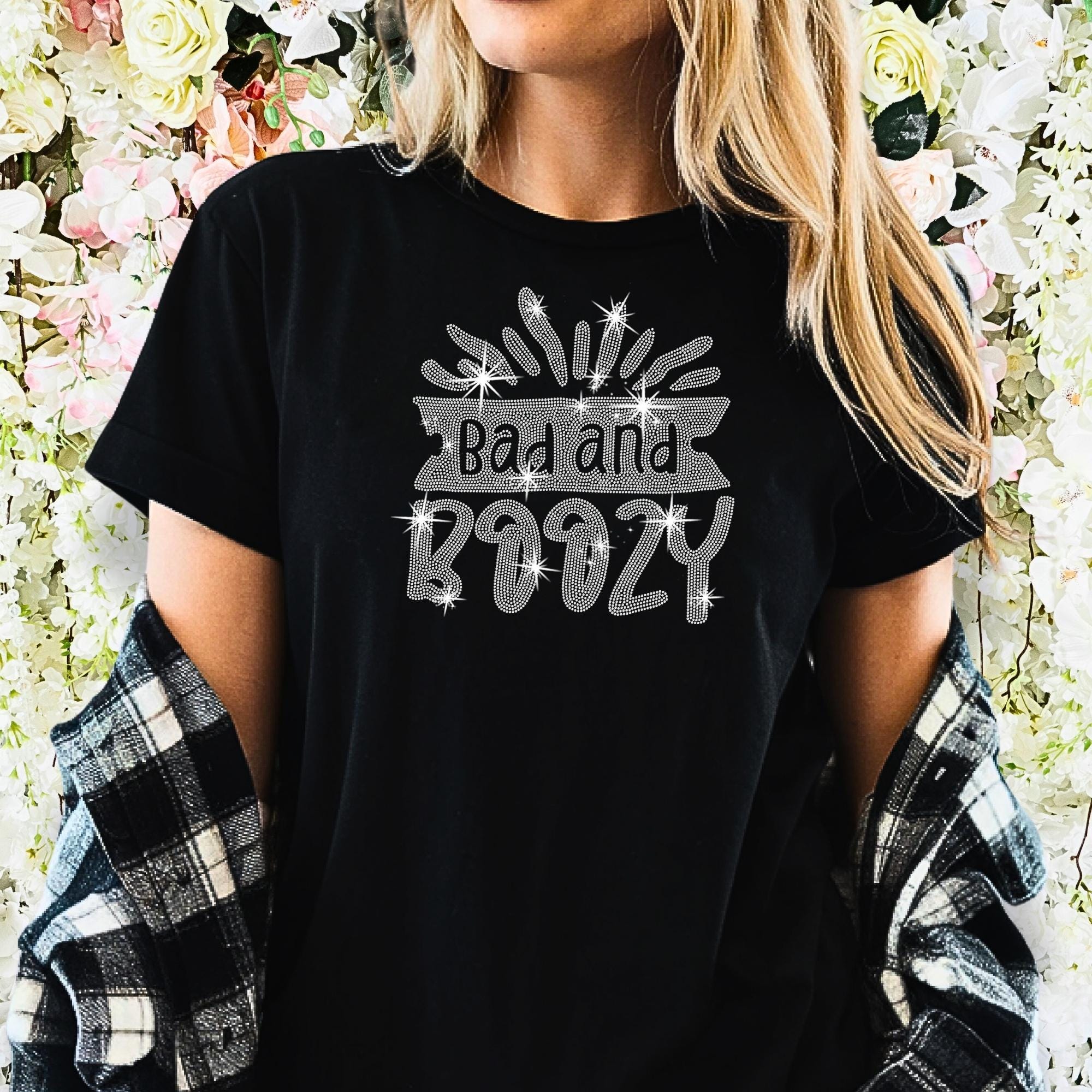 Bad And Boozy Rhinestone Shirt: Fun Nights Sparkly Outfit