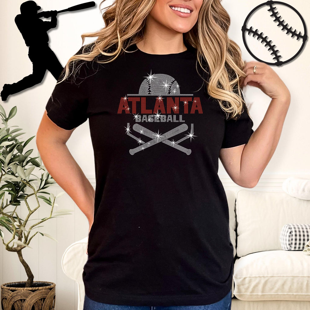 Atlanta Baseball Rhinestone Shirt: Sparkly Baseball Team Fans Tee