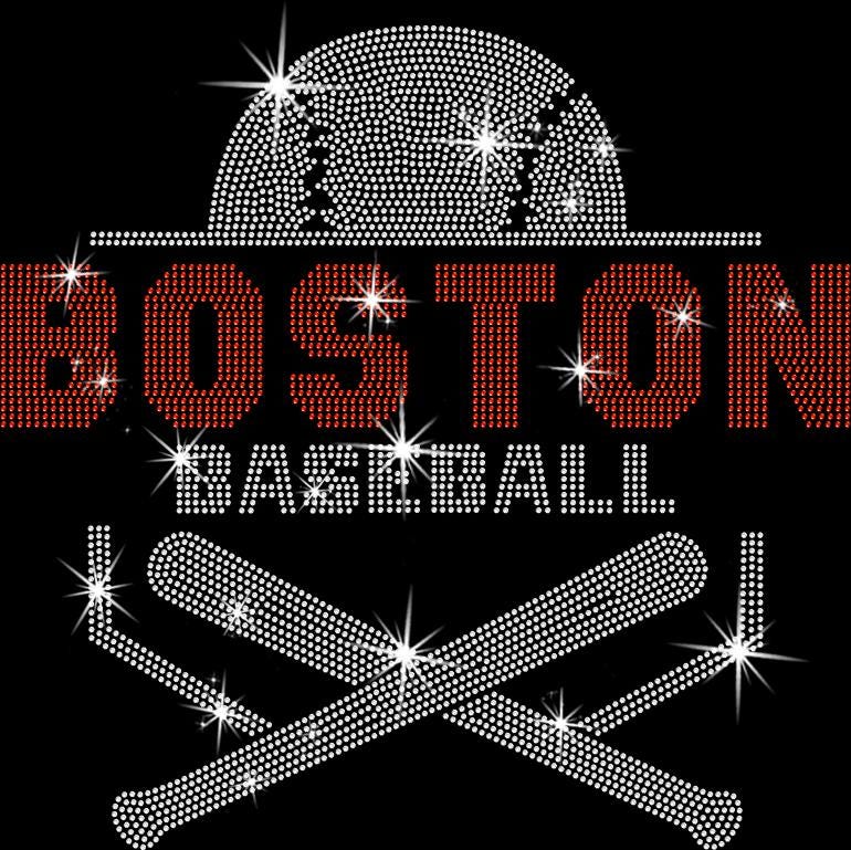 Boston Baseball Rhinestone Shirt: Trendy Sports Bling Tee