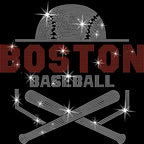 Boston Baseball Rhinestone Shirt: Trendy Sports Bling Tee