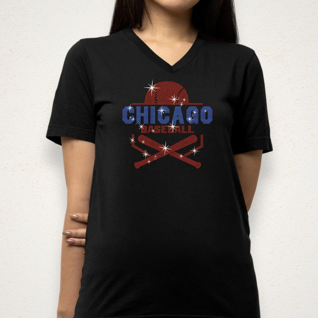 Chicago Baseball Rhinestone Shirt: Sports Gift for Baseball Mom