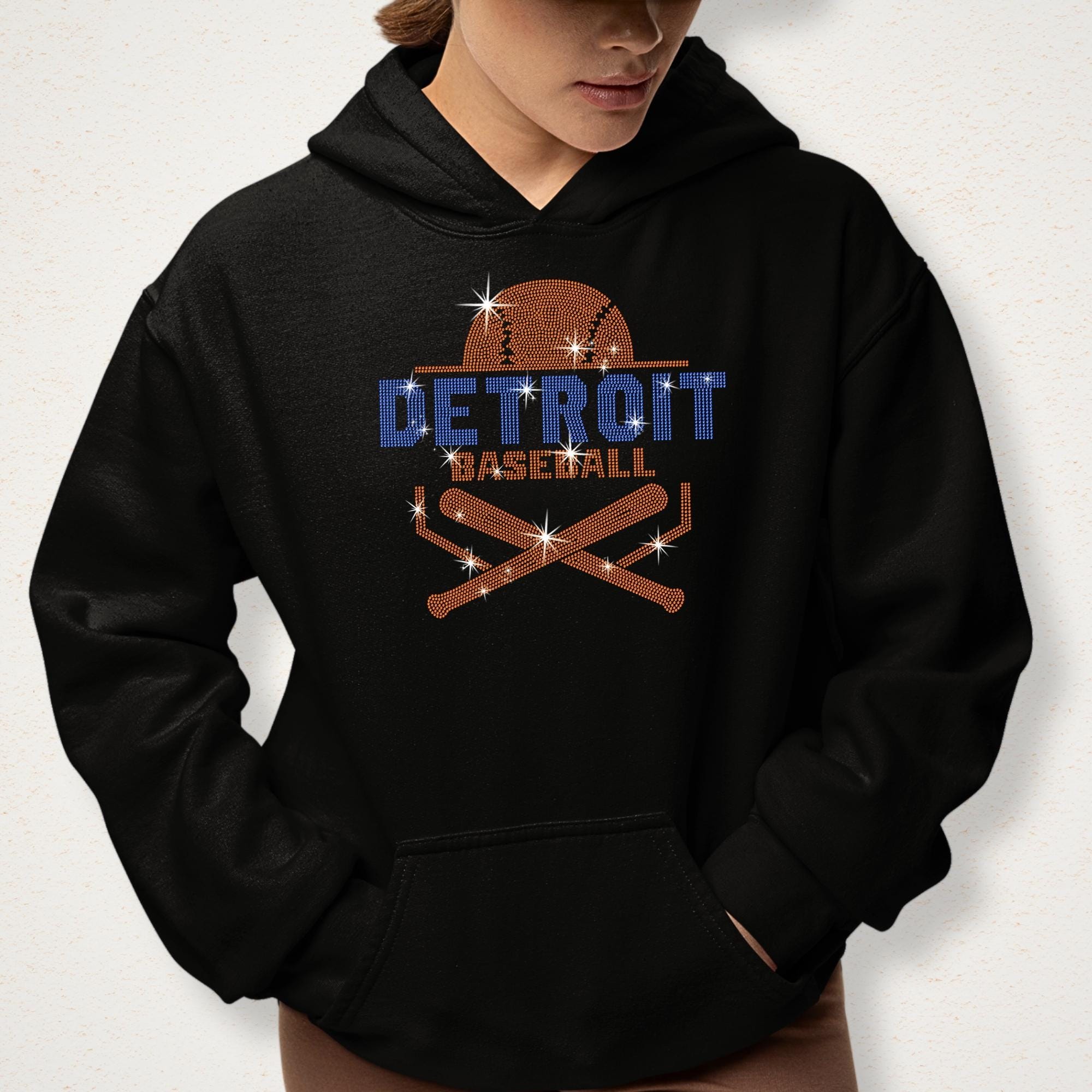 Detroit Baseball Rhinestone Shirt: Sparkly Gift for Baseball Mom