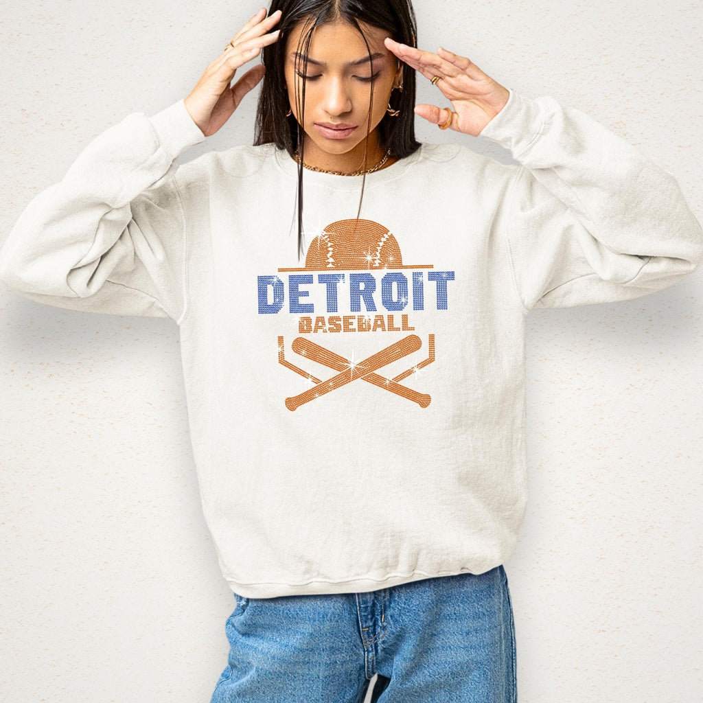 Detroit Baseball Rhinestone Shirt: Sparkly Gift for Baseball Mom