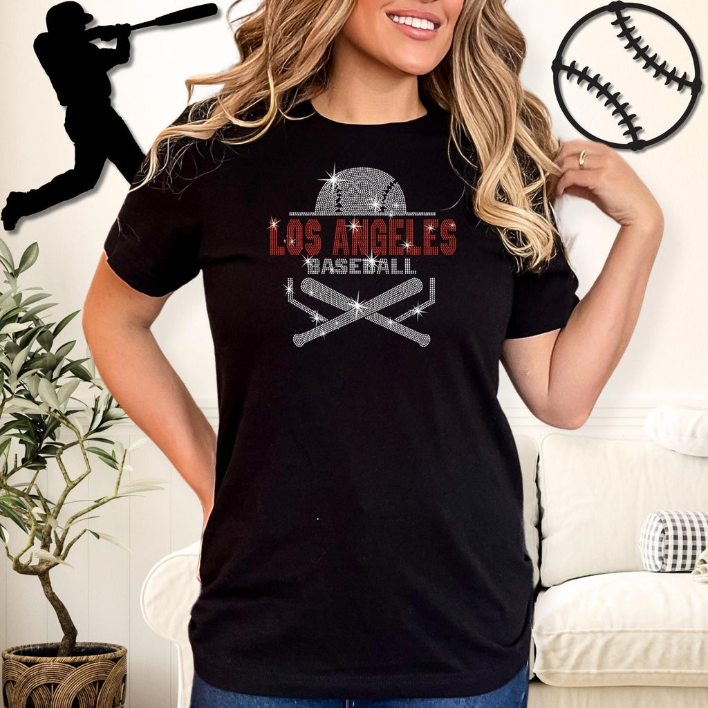 Los Angeles Baseball Rhinestone Shirt: Retro Baseball Mom Tee