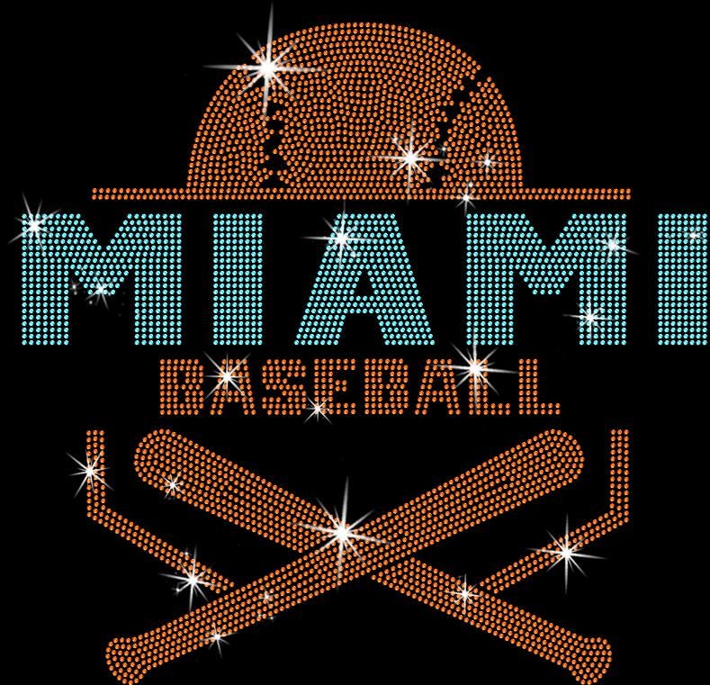Miami Baseball Rhinestone Shirt: Tailgate Retro Bling Tee