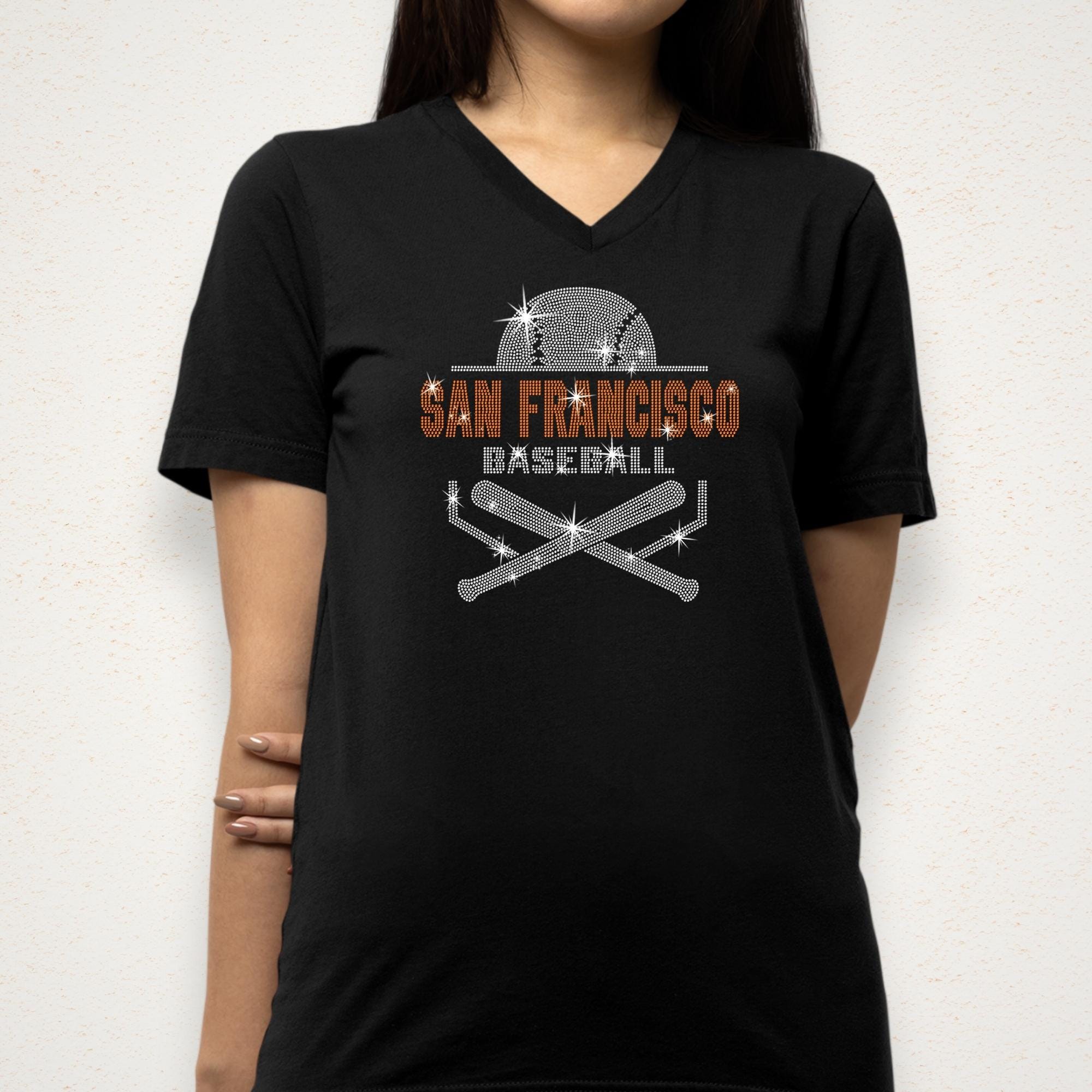 San Francisco Baseball Rhinestone Shirt: Baseball Season Bling Tee