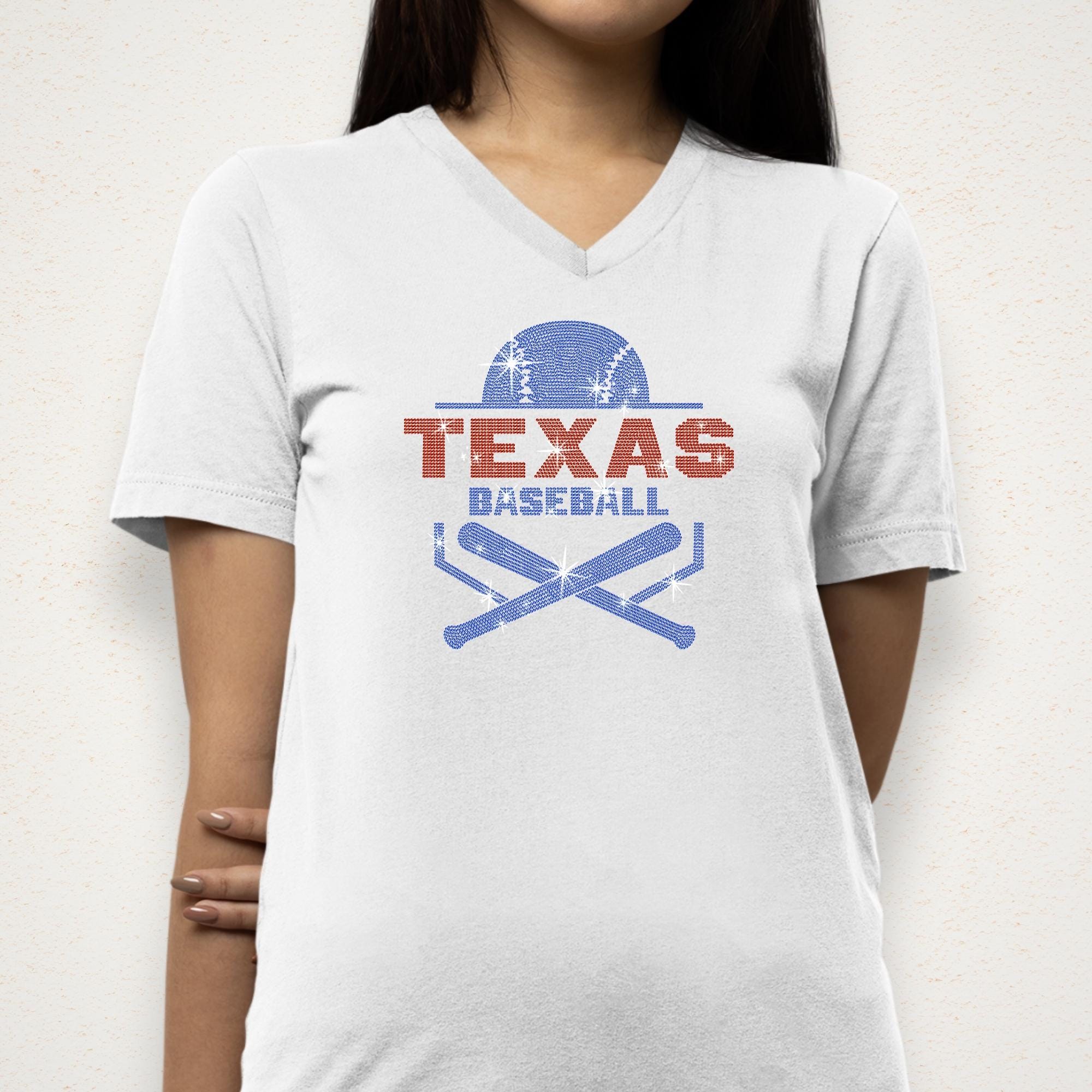 Texas Baseball Rhinestone Shirt: Bling Sports Fan Tee