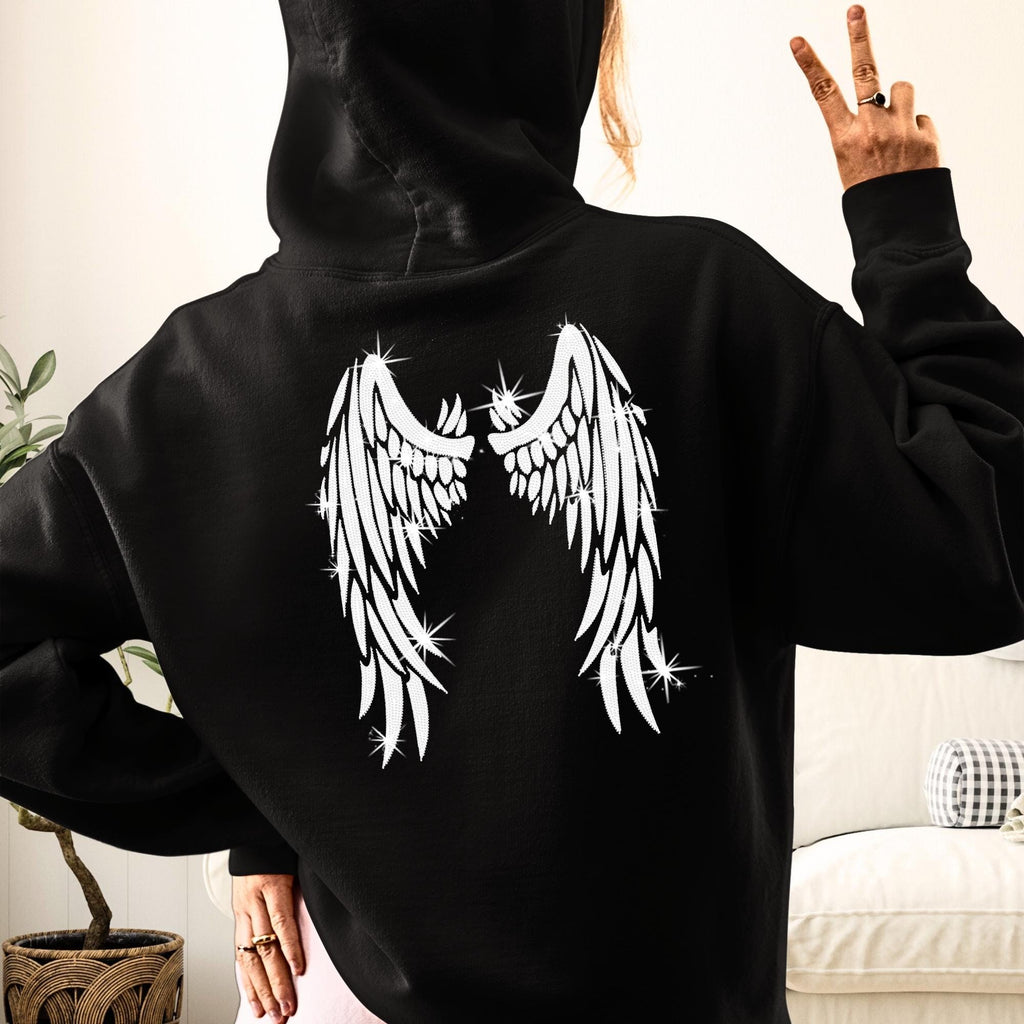 Angel Wings DTF Rhinestone Shirt: Sparkly Angel Wings Sweatshirt