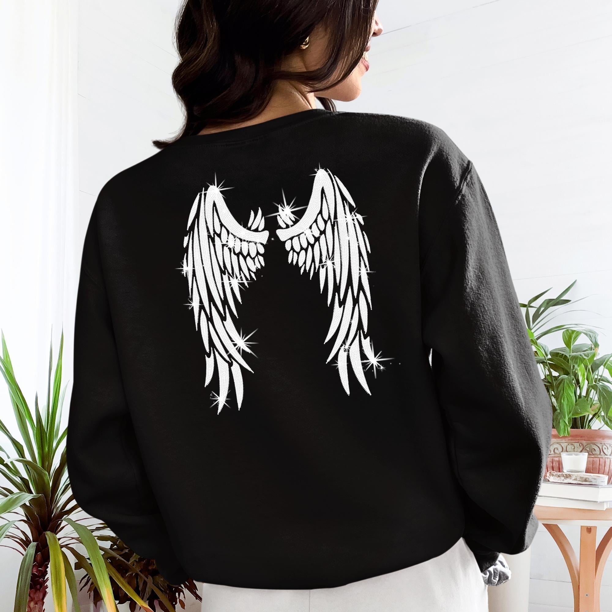 Angel Wings DTF Rhinestone Shirt: Sparkly Angel Wings Sweatshirt