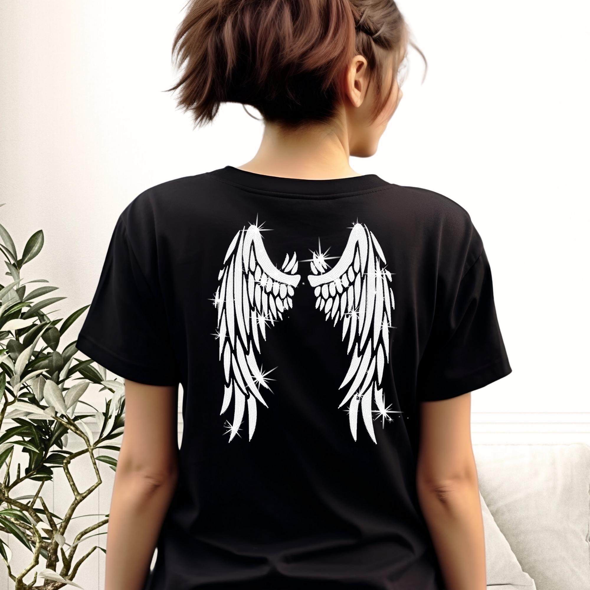 Angel Wings DTF Rhinestone Shirt: Sparkly Angel Wings Sweatshirt Main image