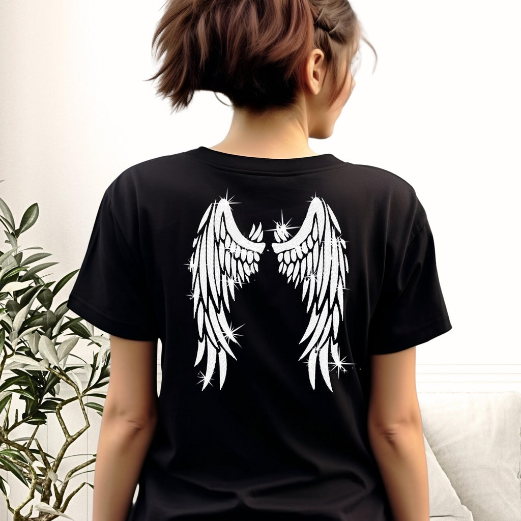 Angel Wings DTF Rhinestone Shirt: Sparkly Angel Wings Sweatshirt