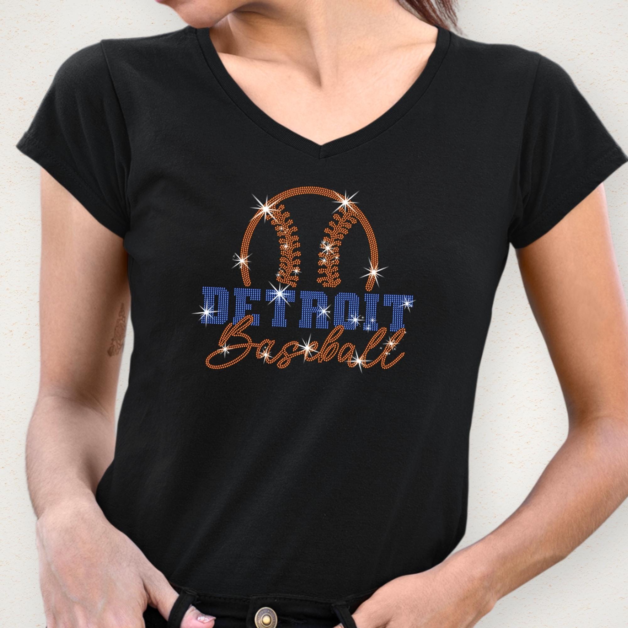 Detroit Baseball Team Rhinestone Shirt: Cute Baseball Game Day Tee Secondary image
