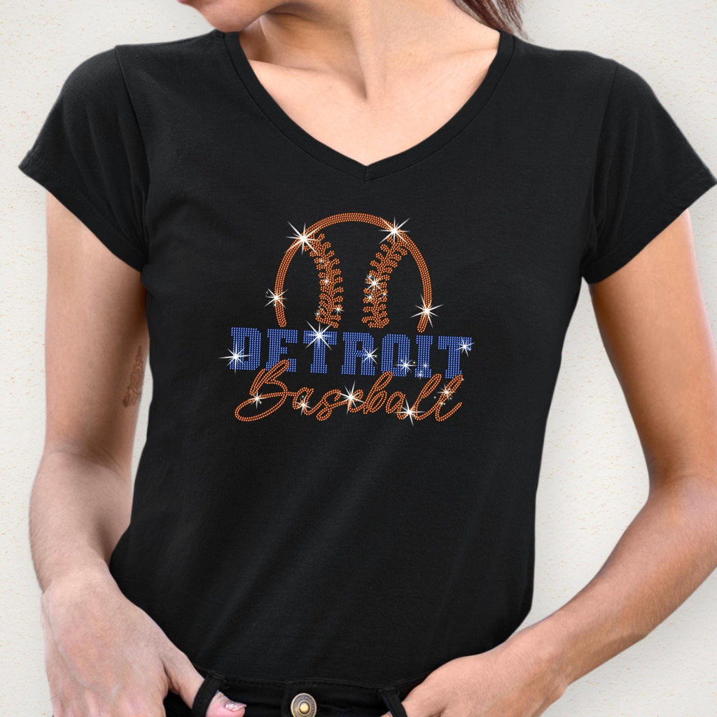 Detroit Baseball Team Rhinestone Shirt: Cute Baseball Game Day Tee