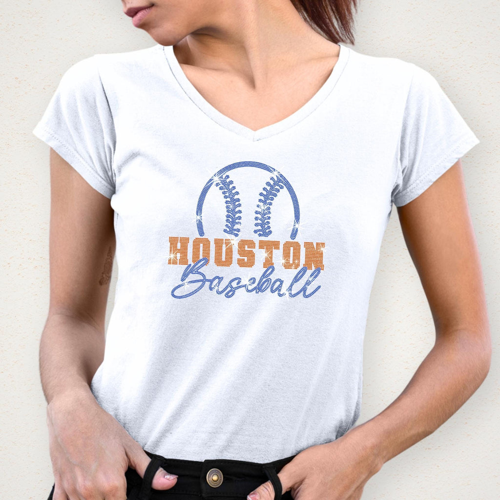 Houston Baseball Team Rhinestone Shirt: Retro Game Day Apparel