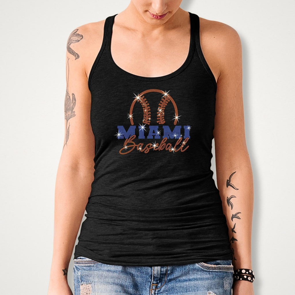 Miami Baseball Team Rhinestone Shirt: Vintage Baseball Fan Tee