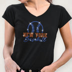 New York Baseball Team Rhinestone T-shirt: NYC Fans Shirt for Women