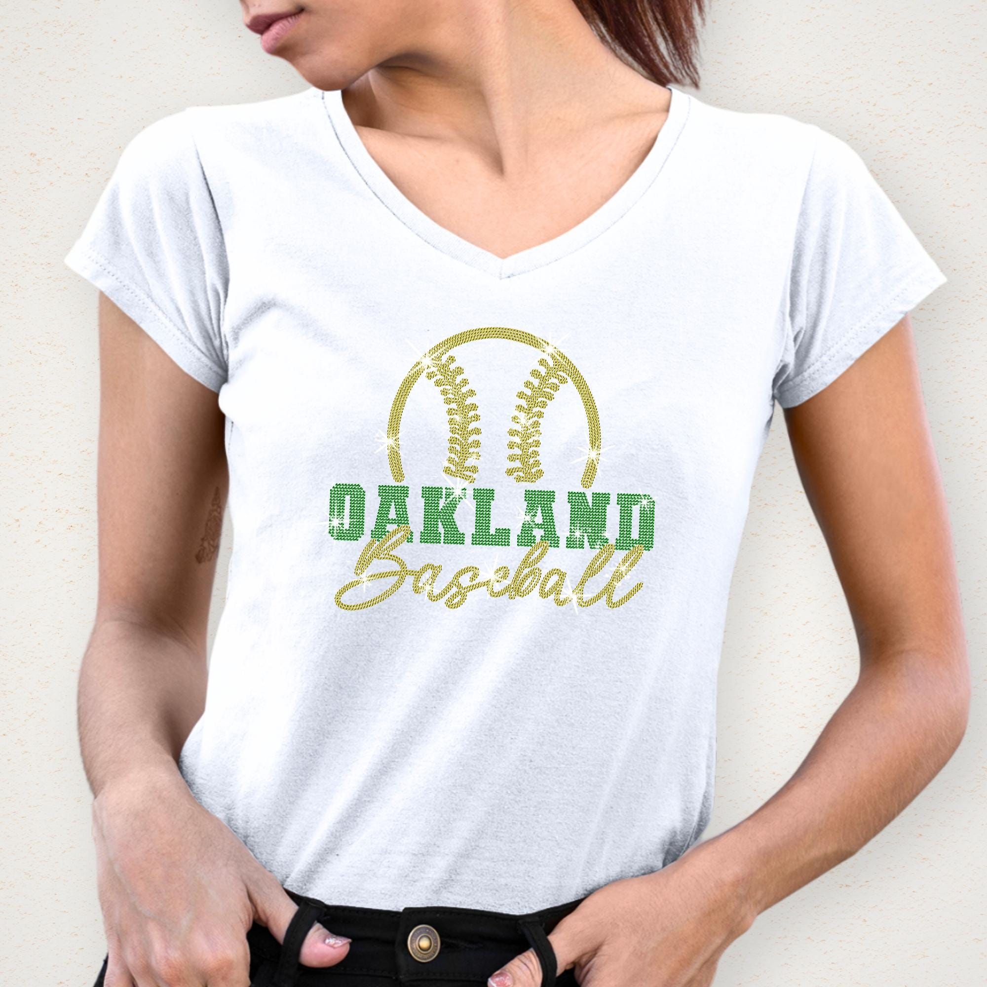 Oakland Baseball Team Rhinestone Shirt: Retro Groovy Athletics Tee