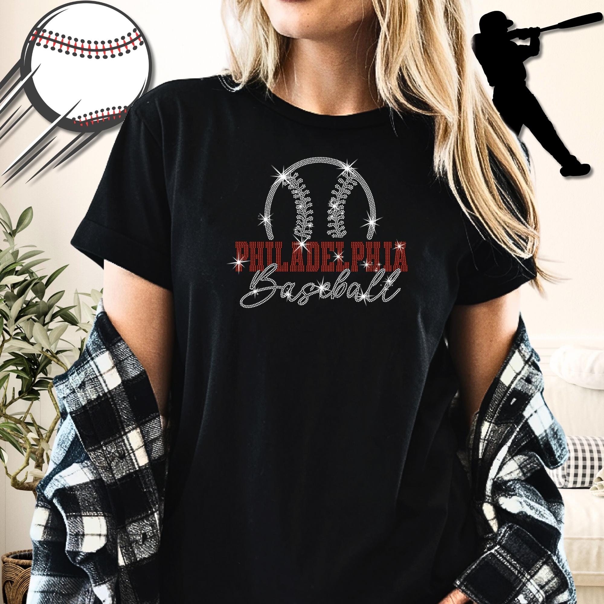 Philadelphia Baseball Team Rhinestone Shirt: Cute Game Day Tailgate Tee