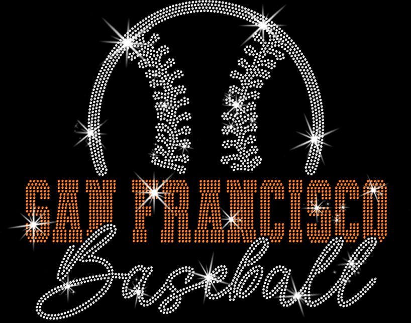 San Francisco Baseball Team Rhinestone Shirt: Bling Baseball Lovers Tee