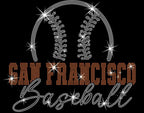 San Francisco Baseball Team Rhinestone Shirt: Bling Baseball Lovers Tee