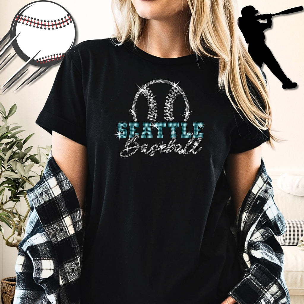 Seattle Baseball Team Rhinestone Shirt: Retro Team Support Tee