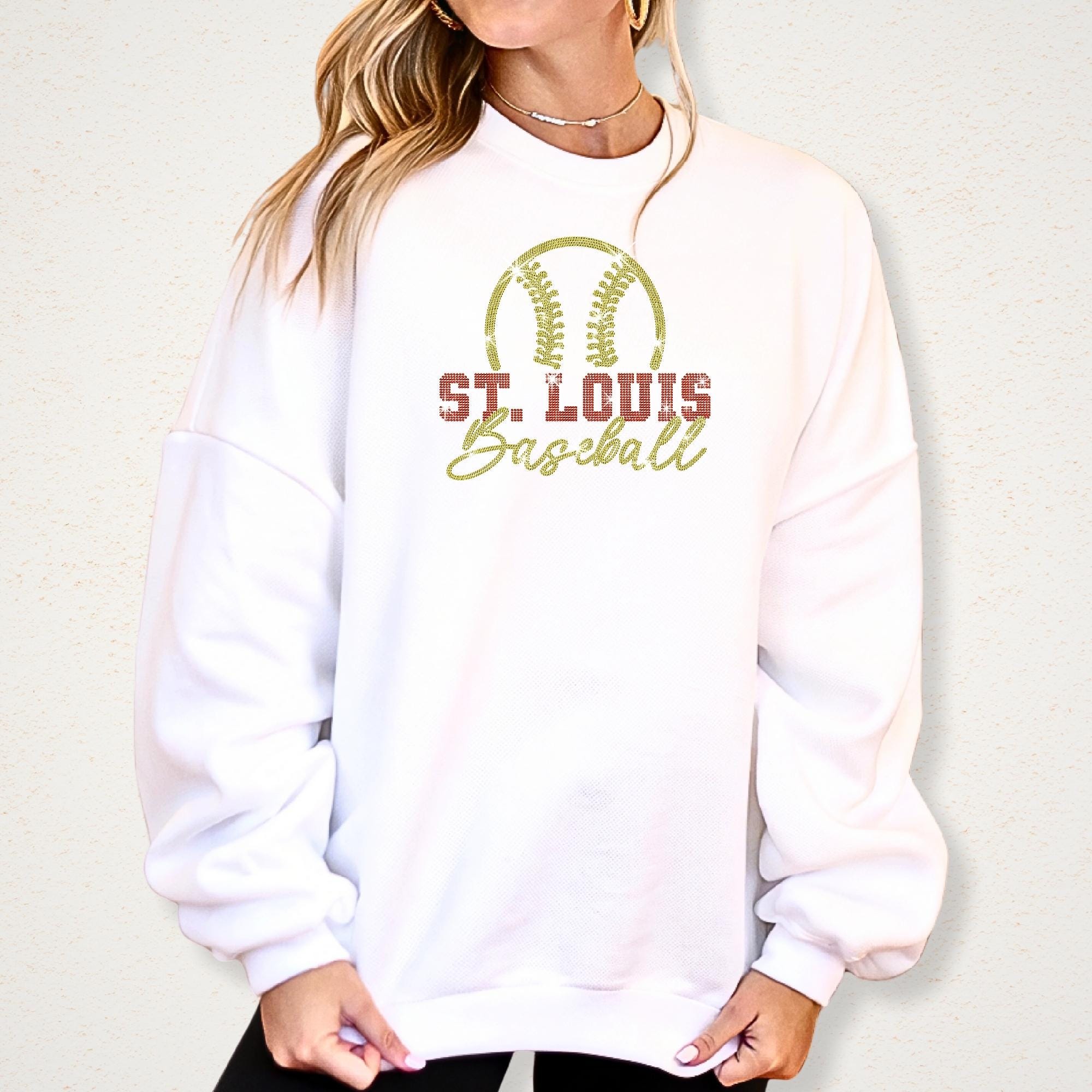 St. Louis Baseball Team Rhinestone Shirt: Sparkly Baseball Season Sweatshirt