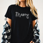 Merry Christmas Rhinestone Shirt: Sparkly Christmas T-Shirt