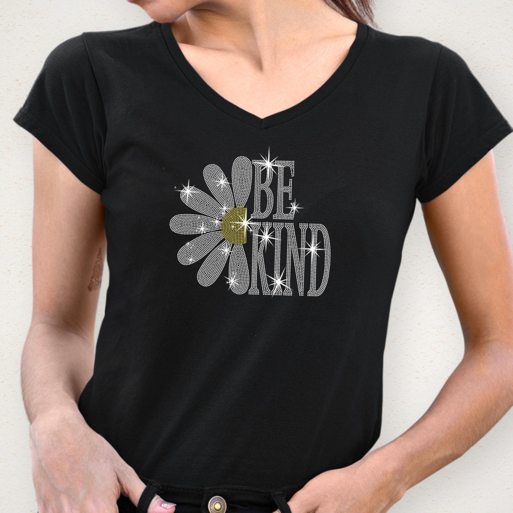 Be Kind with Daisy Rhinestone Shirt: Kind Loved Worthy Outfit