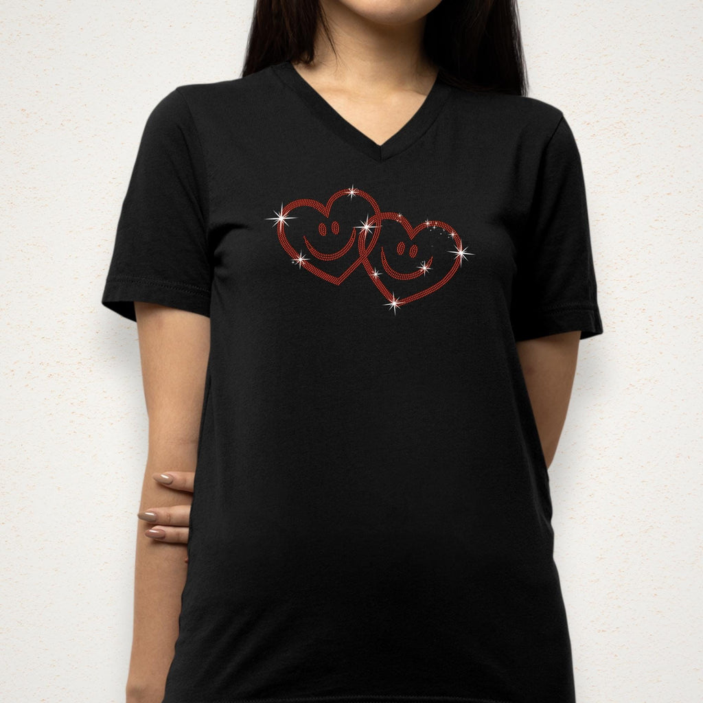 Cute Smiling Hearts Rhinestone Shirt: Funny Valentine Bling Sweatshirt