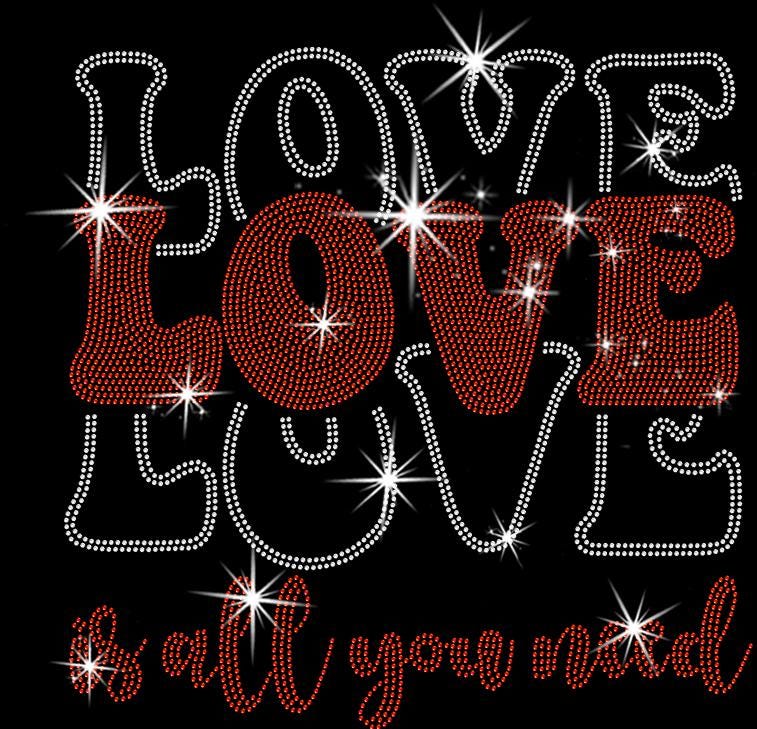 Love Is All You Need Rhinestone Shirt: Valentine's Day Tee Gift for Couples
