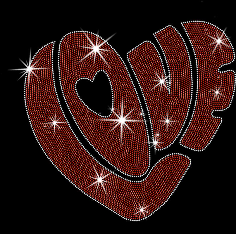 Heart-Shaped Love Rhinestone Shirt: Sparkly Couples Love Sweatshirt