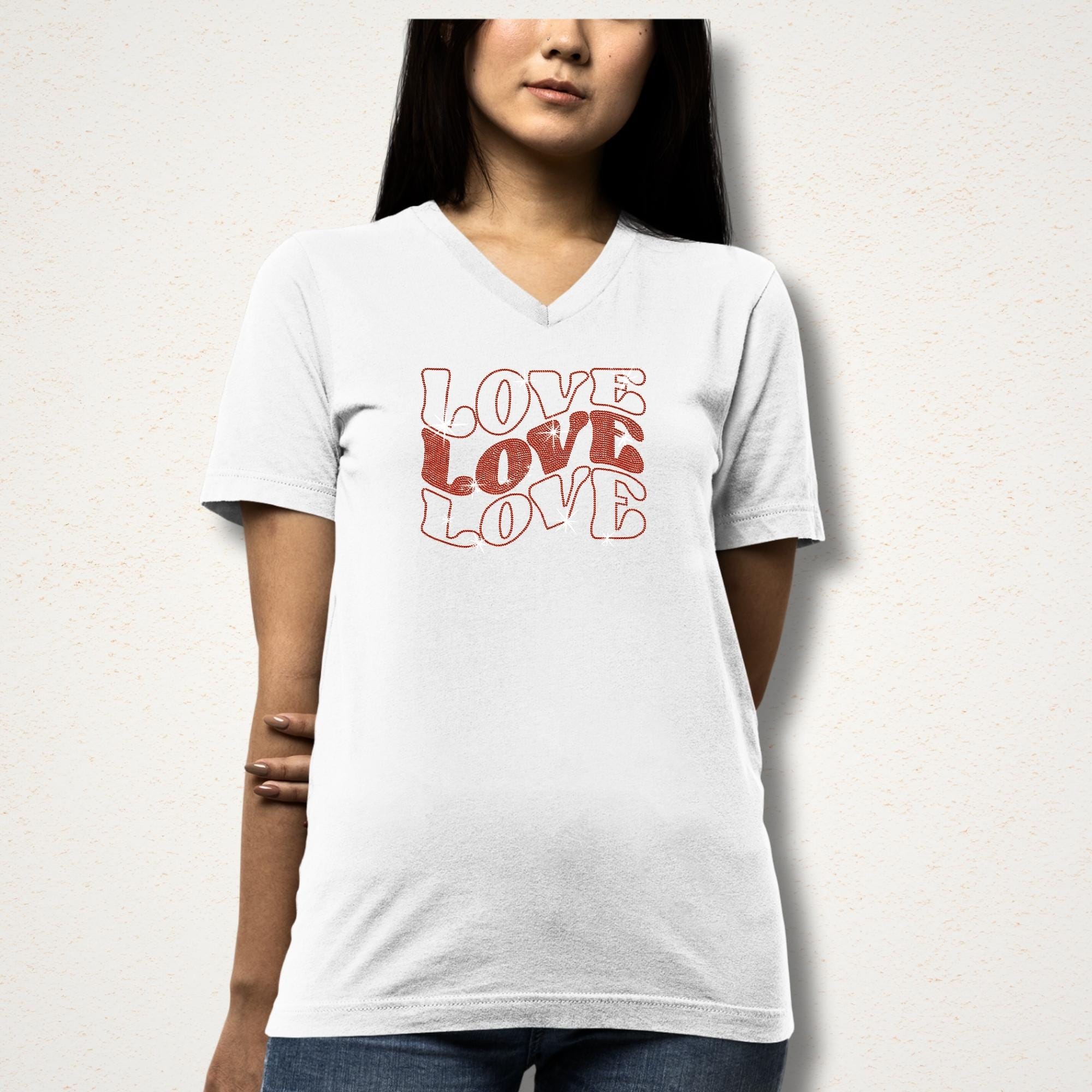 Love Love Love Rhinestone Shirt: Stylish Cool Gift for Girlfriend or Boyfriend