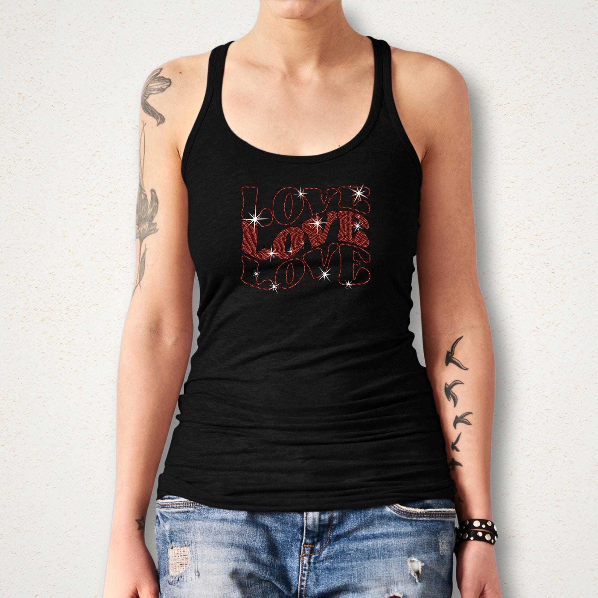 Love Love Love Rhinestone Shirt: Stylish Cool Gift for Girlfriend or Boyfriend