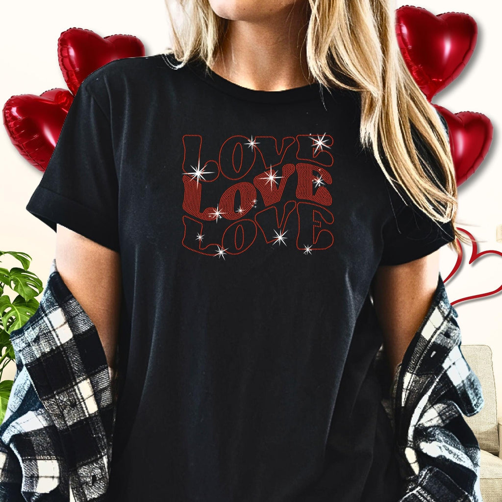 Love Love Love Rhinestone Shirt: Stylish Cool Gift for Girlfriend or Boyfriend