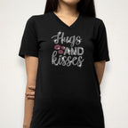 Hugs and Kisses Valentine's Day Rhinestone Shirt: Lovers Matching Bling Tee