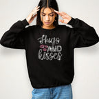 Hugs and Kisses Valentine's Day Rhinestone Shirt: Lovers Matching Bling Tee